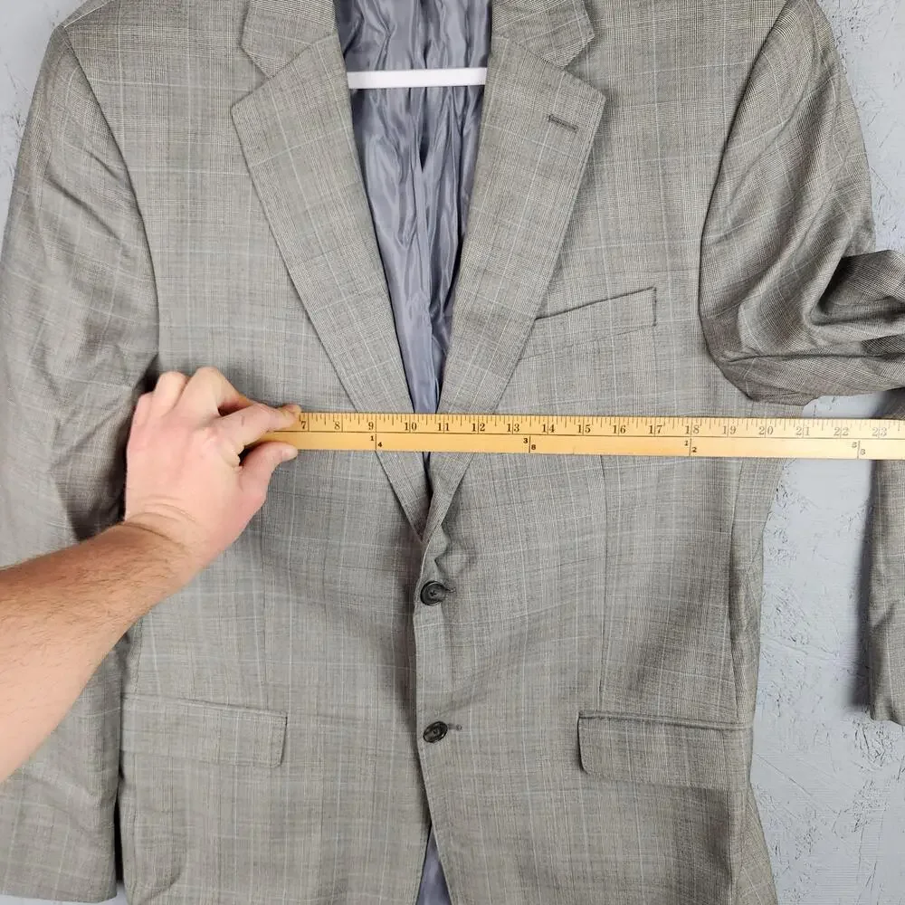 Lauren Ralph Lauren Blazer Mens 42L Gray Glen Plaid Slim Fit Wool Sport Coat